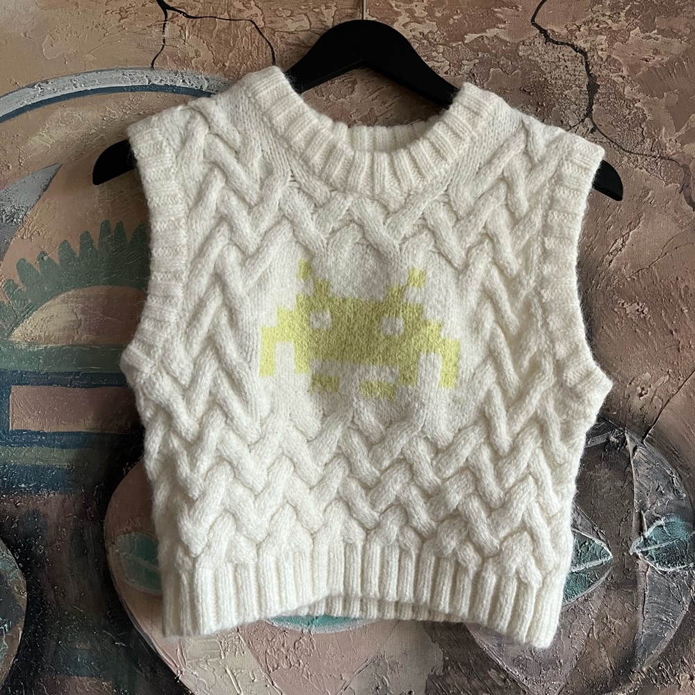 Zara Women's Space Invaders Taito Sweater Knit Short Vest - Picture 5 of 11